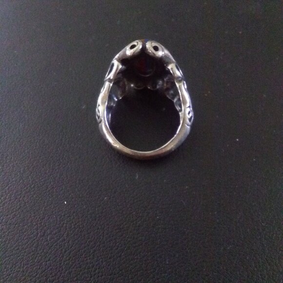 Sterling Ring Sz 8 Rainbow Calsilica Cabochon 925 Vintage - Picture 6 of 8